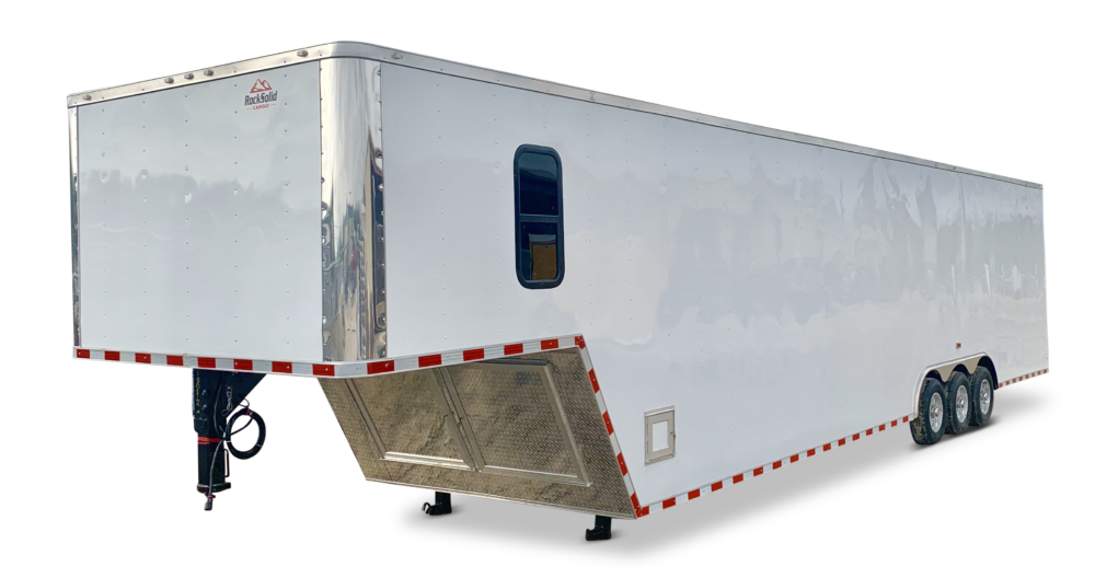 white gooseneck trailer with window