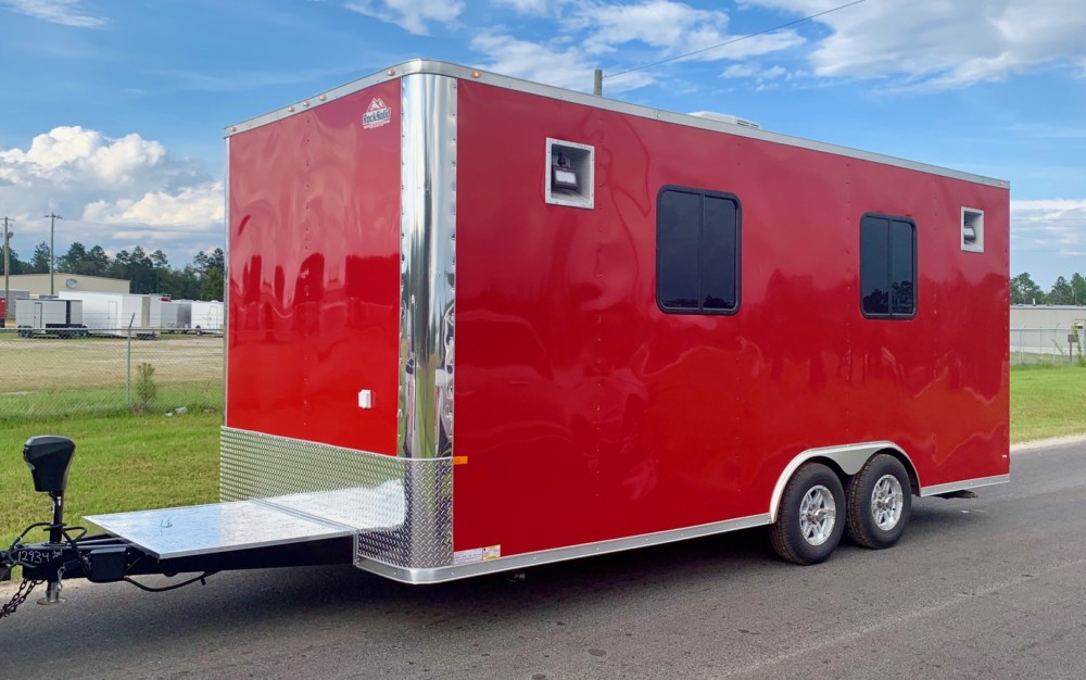 red mobile office trailer